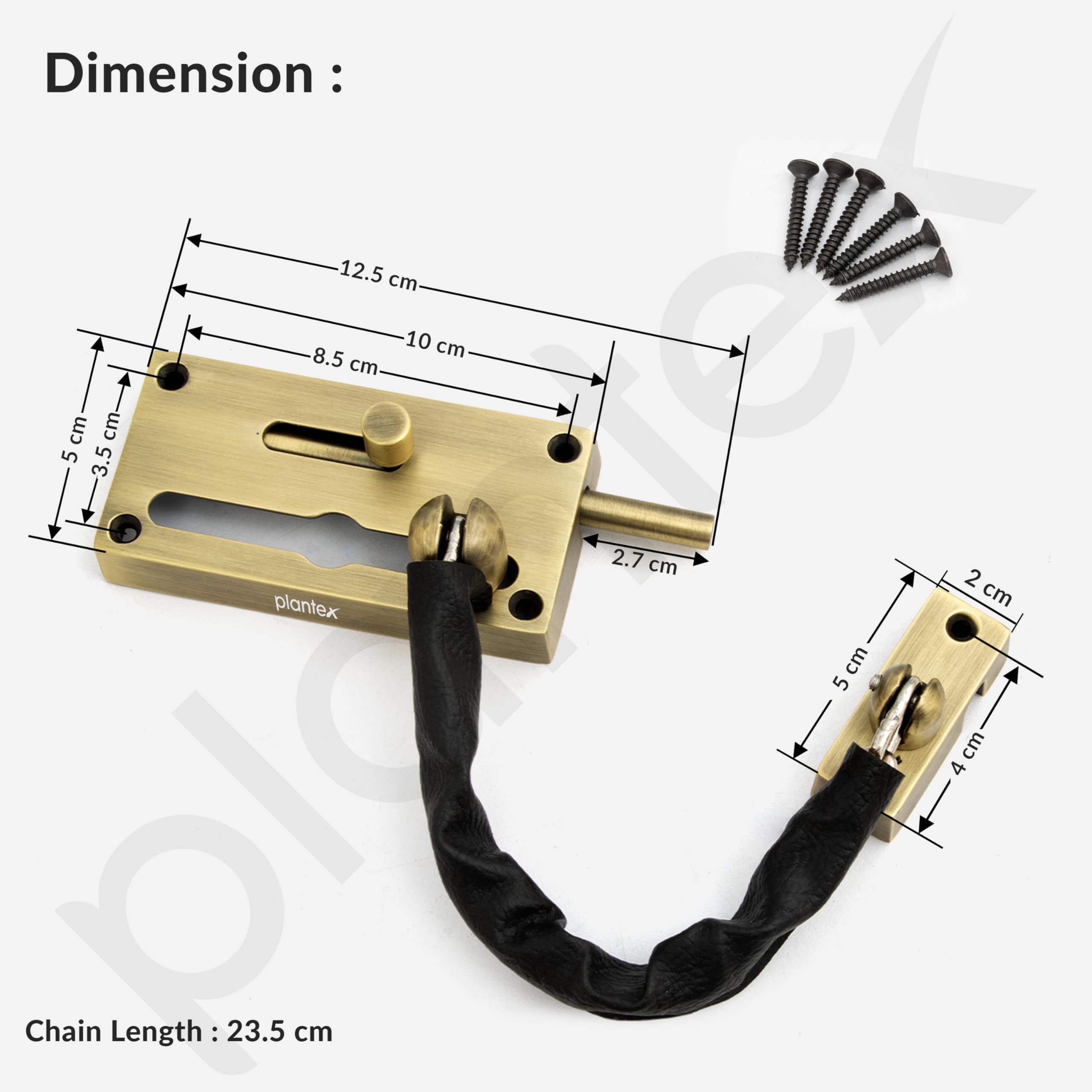 Plantex Door Chain with Baby Latch/Door Chain Lock for Main Door/Latch Lock for Door/Heavy Duty Door Safety Guard Lock for Home, Hotel & Office Security – Pack of 1 (DTK-294-Brass Antique) — Amazon image 3