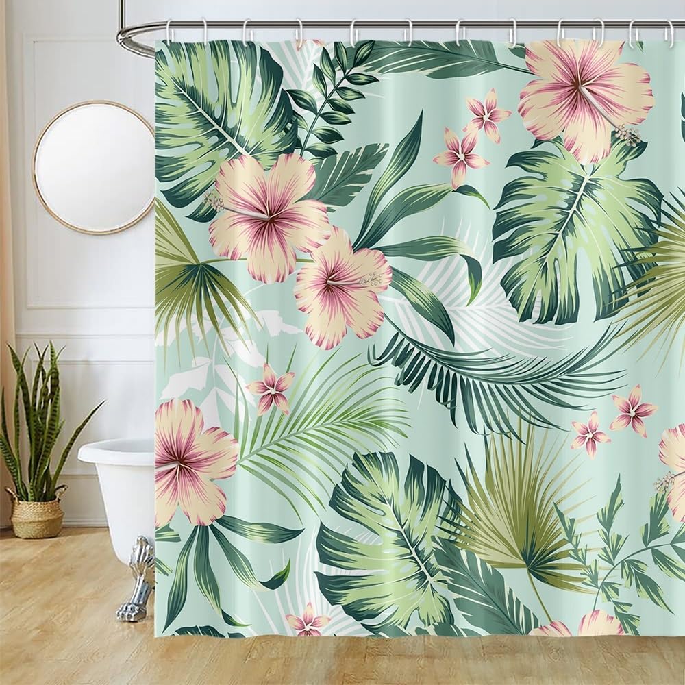 Cortina de Ducha de Hoja Eucalipto, Cortinas de Ducha Verde Oro Abstracto Planta Cortinas de Baño Antimoho Impermeable Lavable Tejido de Poliéster Cortina Ducha con 12 Ganchos 120x200cm — view 106