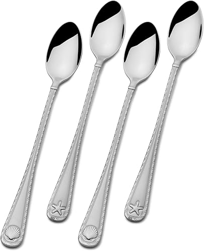 Towle Living Antigua Frost - Cucharas para bebidas heladas, 4 unidades, acero inoxidable