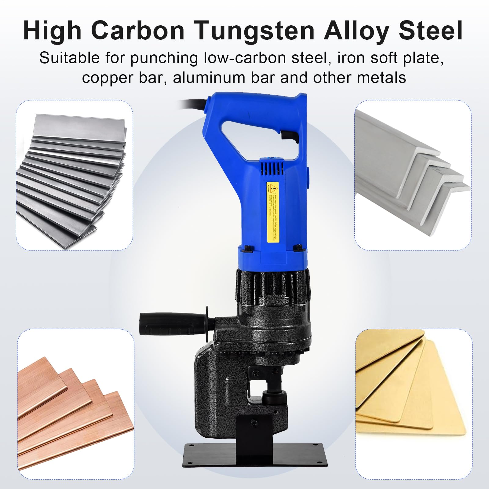 Hydraulic Hole Punch Kit | Powerful Hydraulic Punching Tool with 5 Dies | Portable Hole Digger for Iron, Copper, Stainless Steel, Aluminum, Angle Steel