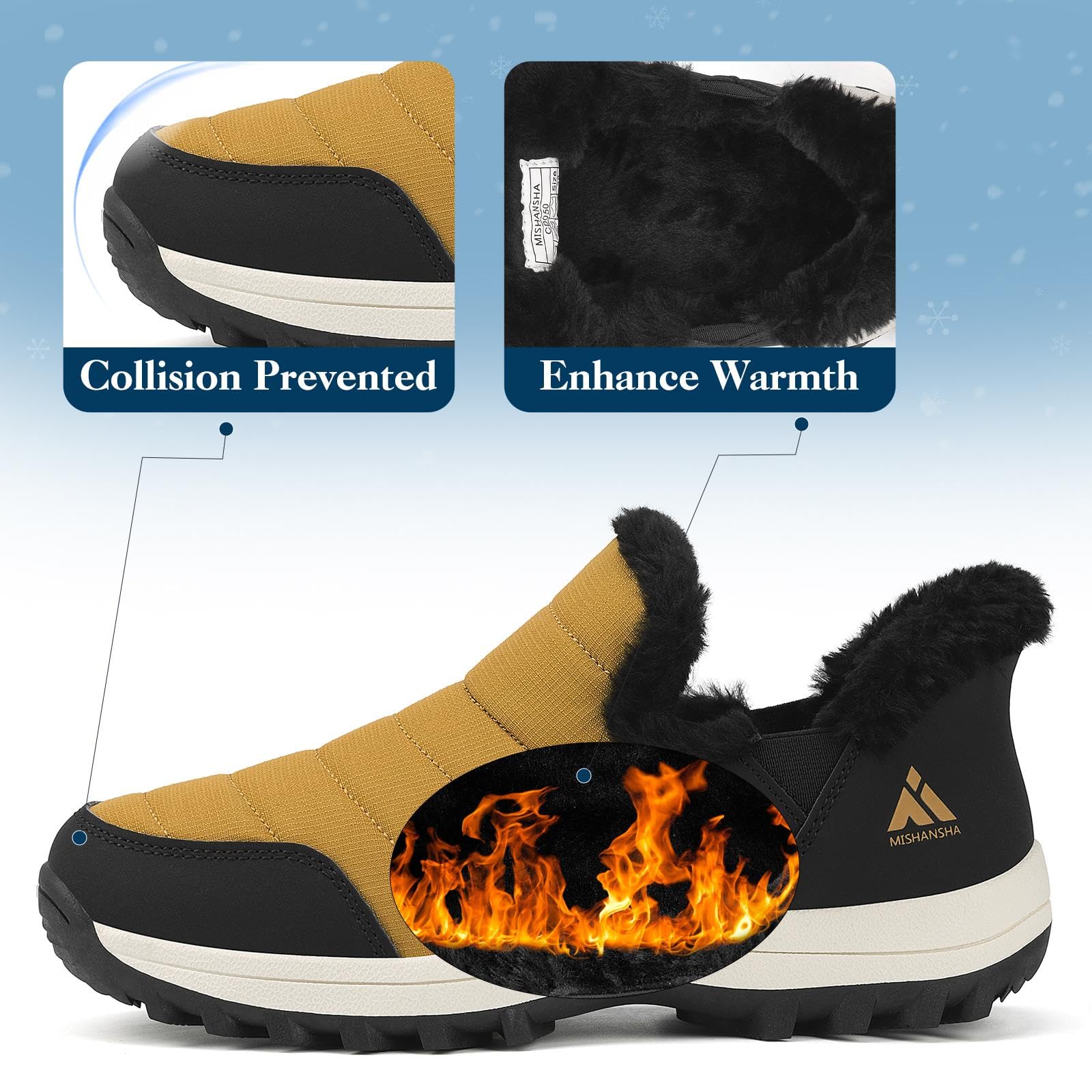 Mishansha Scarpe Invernali da Donna Foderate Antiscivolo Stivali da Neve, Taglie 36-42