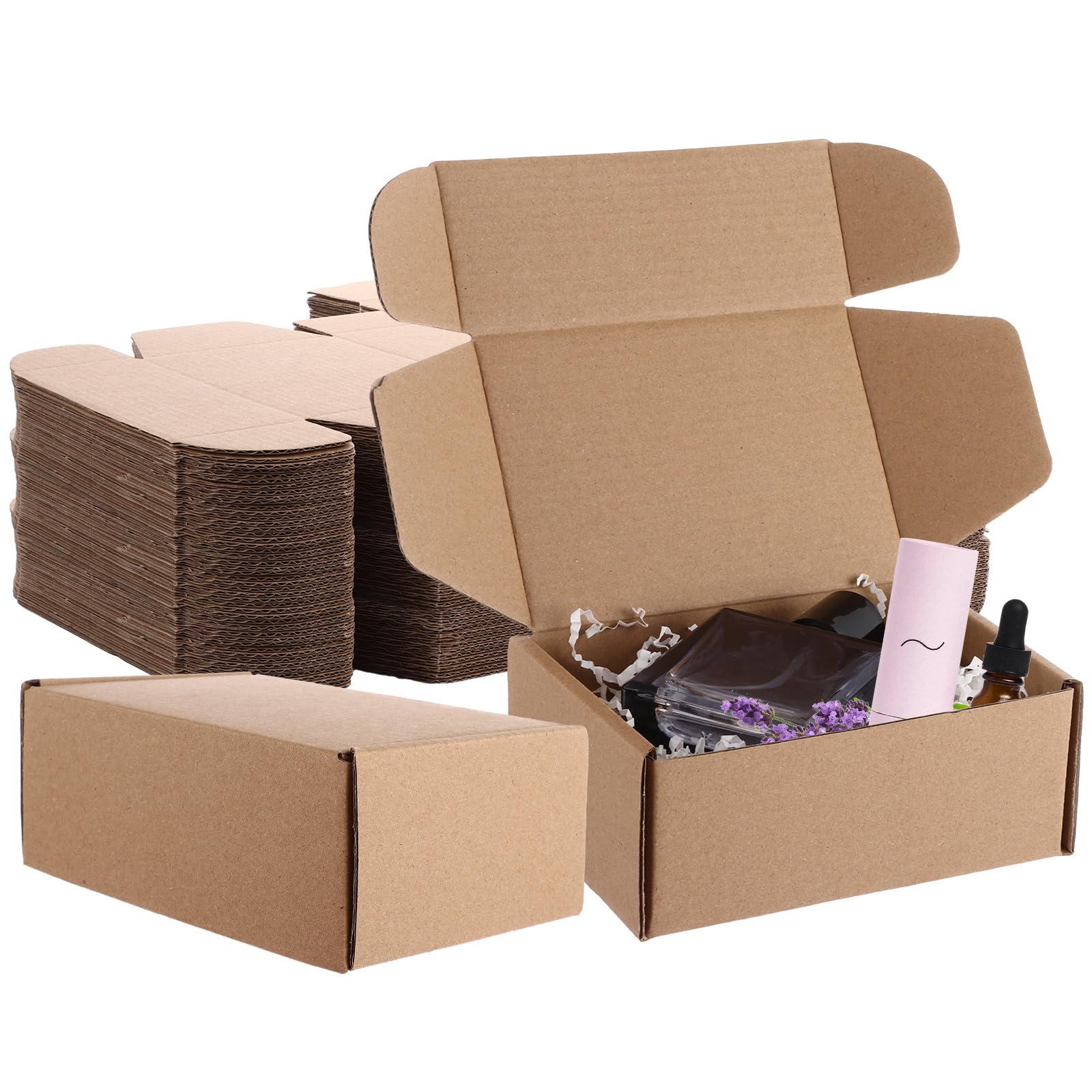 30PCS Cardboard Postal Boxes, 15x10x6cm/6x4x2.3 Inch Small Shipping Boxes, Corrugated Parcel Boxes for Small Business, Gift Packaging, Mailing, Posting- Brown