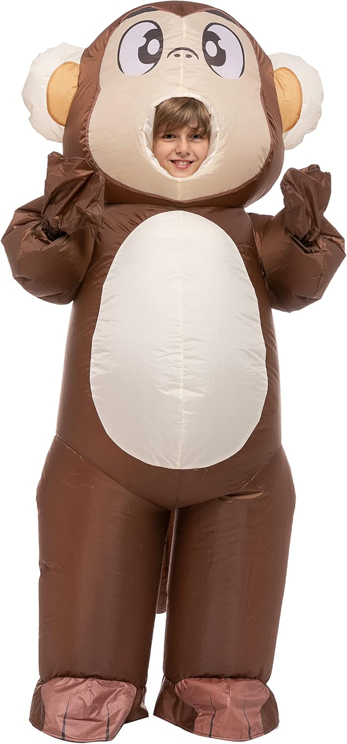 Spooktacular Creations Kids Inflatable Monkey Costume, Halloween Inflatable Costume for Boys, Full Body Monkey Air Blow Up with Gloves for Halloween Cosplay Dress Up Parties - Image 8