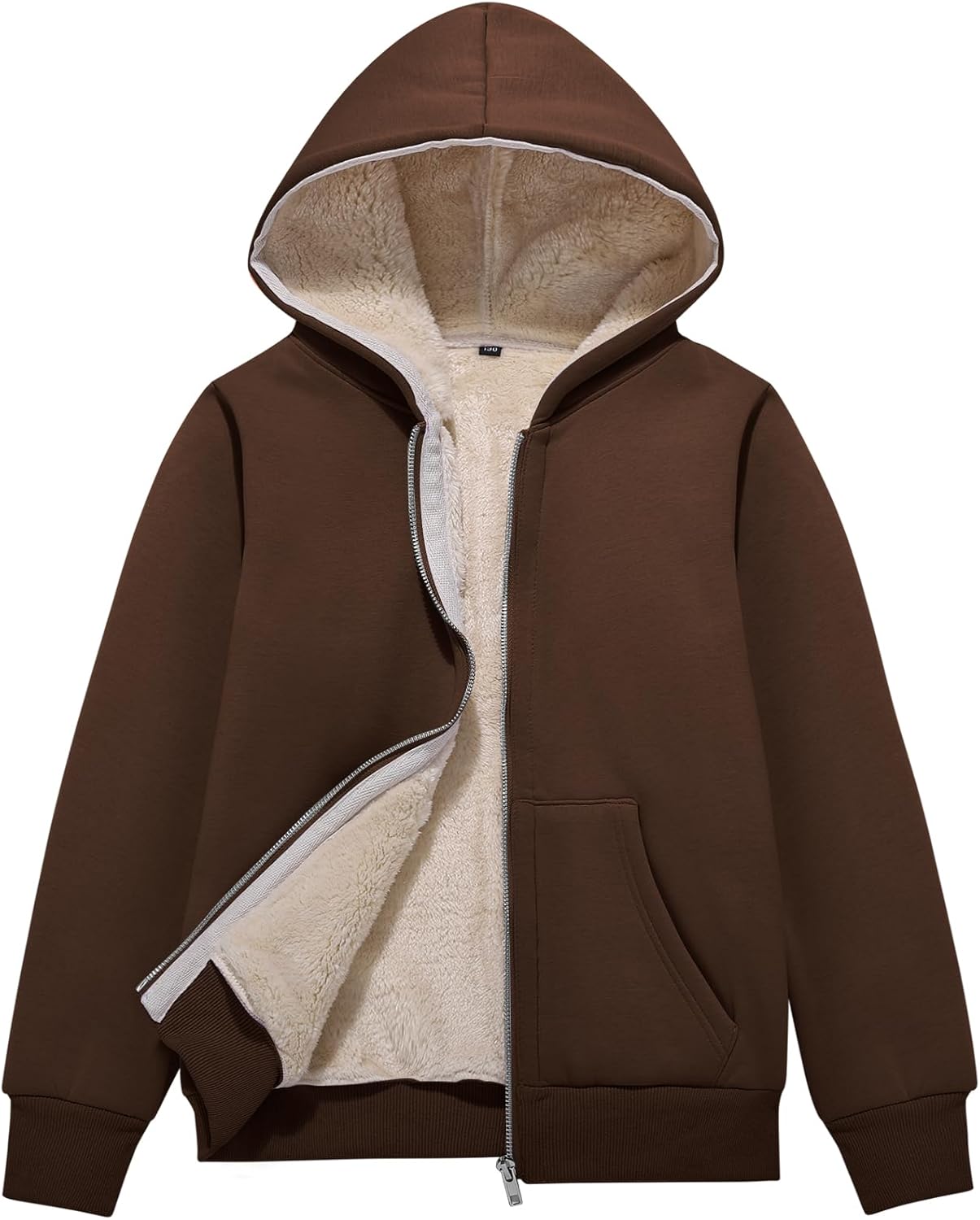 Flygo Unisex Boys Girls Fleece Jacket Hoodie Sherpa Lined Zip Up Hooded Sweatshirt Kids Winter Jackets