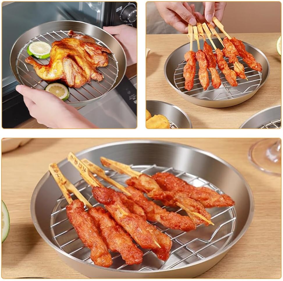 Yardwe Stainless Steel Baking Sheet Baking Cooling Rack Roasting Pan Wire Rack Oven Trays