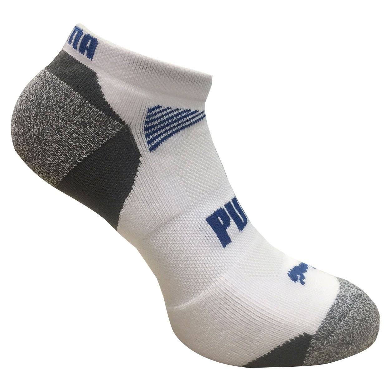 Puma de los hombres corte bajo todos los deporte no show calcetines, Blanco/Gris