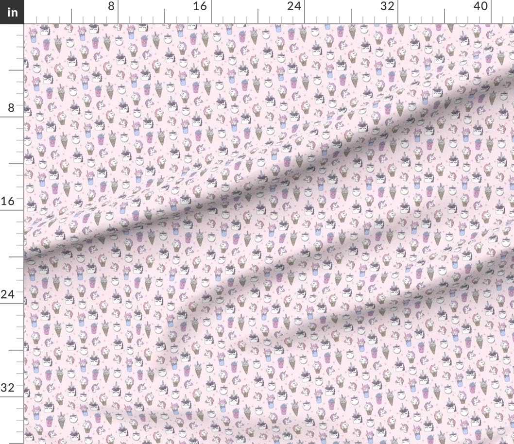 Spoonflower Fabric - Unicorn Food Ice Cream Cone Unicorns Cake Cute Kawaii Rainbows Pastel Printed on Cotton Poplin Fabric by The Yard - Sewing Shirting Quilting Dresses Apparel Crafts
