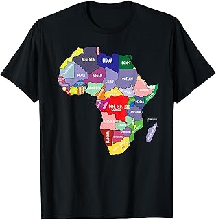 Colourful Africa Map with Country Names, African Continent T-Shirt