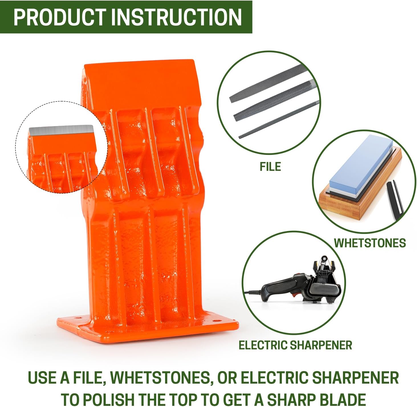 Kindling Splitter for Wood, Firewood Splitter, Wedge Head Manual Wood Kindling Splitter, Kindling Cracker for Wood Stove Fireplace and Fire Pit, Orange