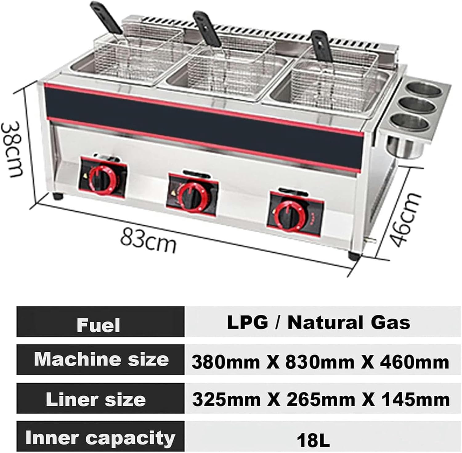 XENITE Gas Fryer, Commercial Professional Deep Fryer, 33L Large Capacity Dual Fryer, with Removable Baskets and Lid, Adjustable Firepower, for Chips Donuts Fish