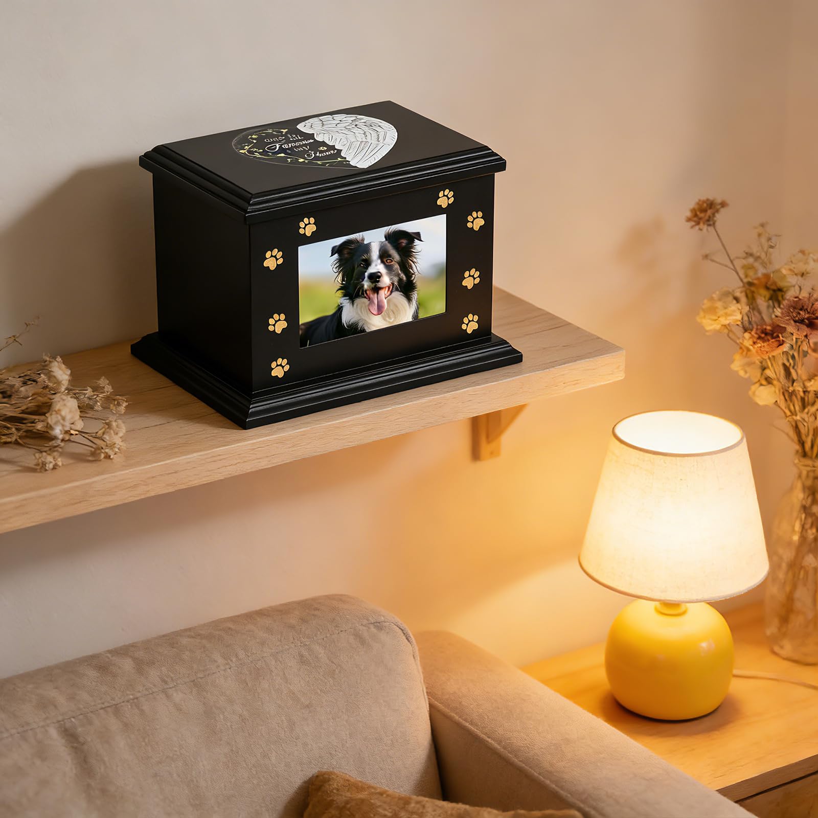 Urne Hund Aschebox-Urnen,Urne für Katze zon Holzurnen für Beerdigung mit Bilderrahmen, Gedenk-Erinnerungs,Tierurne für 35kg große Hunde - Gedenkgeschenk für verlorene,katzenurne,katzenurnen