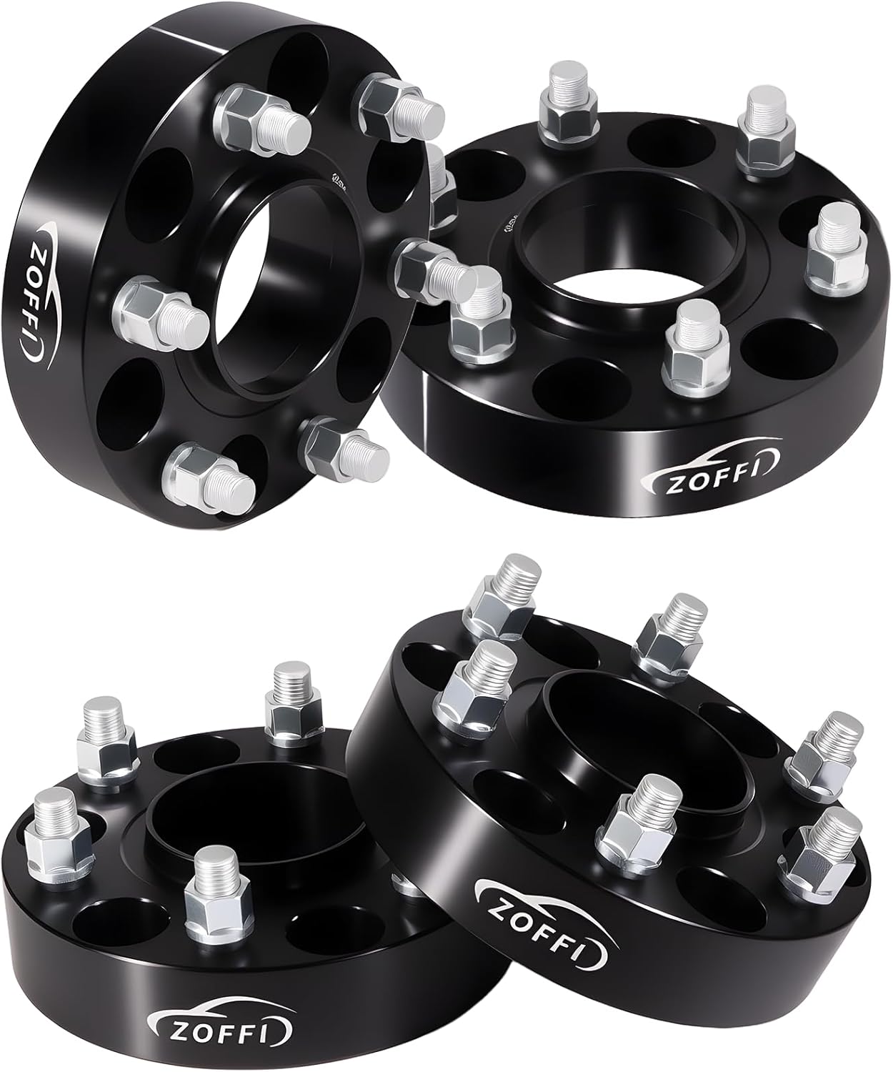ZOFFI 6x135 Wheel Spacer for Ford F150 2015-2025, Thickness 1.5inch with 87.1mm Hubcentric M14x1.5 Studs 6 Lug Wheel Adapters for F150 Expedition,Navigator 4PCS Color Black