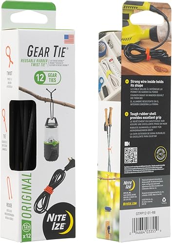 Vista 33 de Nite Ize - Sujetador de goma retorcible GTPP18-01-R8 Original Gear, 18 pulgadas, paquete de 6 unidades, color negro.