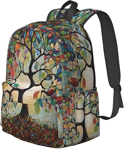 Miniatura 2 de Mochila vintage de 17 pulgadas, mochila para computadora portátil, mochila escolar para libros, bolsa de hombro, mochila casual, Árbol de la vida,