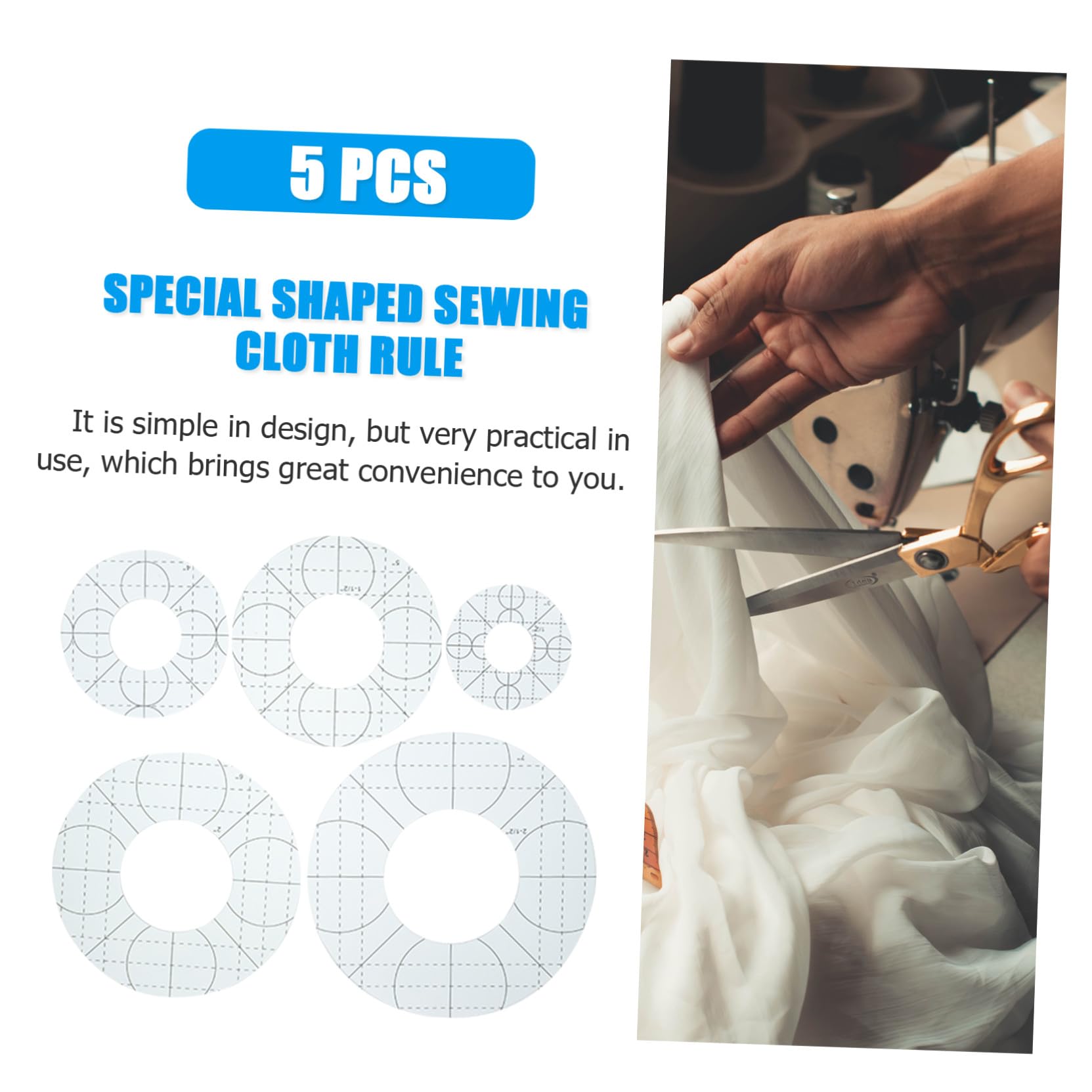 Regla de Patchwork Acrílica Circular para Costura Diy, 5 Piezas | Plantillas de Acolchado y Bordado, Acrílico Ligero y Duradero, Portátil y Seguro, Uso en Pintura