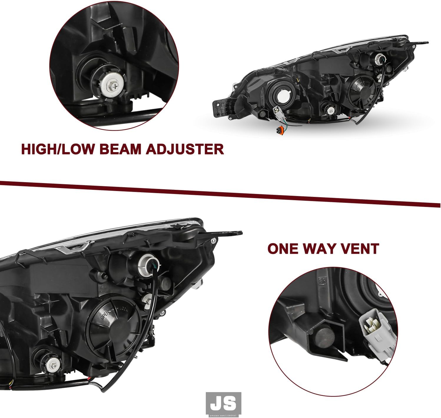 JSBOYAT Projector Headlight Assembly Replacement for 2010-2014 Subaru Legacy/Outback Headlamp Replacement Black Housing Clear Reflector