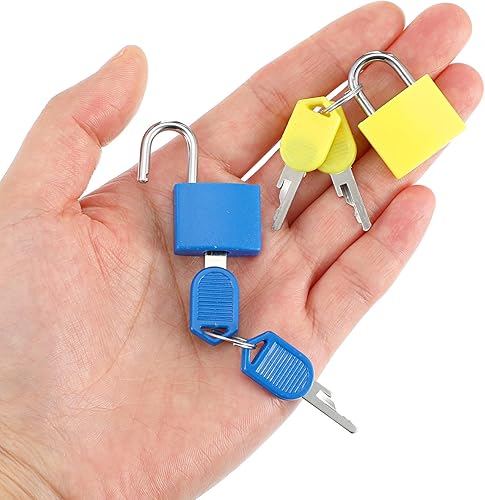 Miniatura 5 de 24 cerraduras pequeñas multicolor para equipaje con llaves, mini cerradura de casillero, cerraduras de metal para maleta, candado con llave de cobre