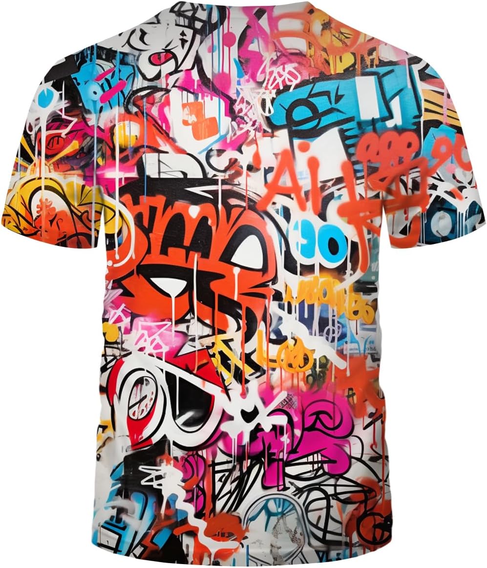Mens Hip Hop Hipster Crew Neck Short Sleeve T-Shirt - Image 3