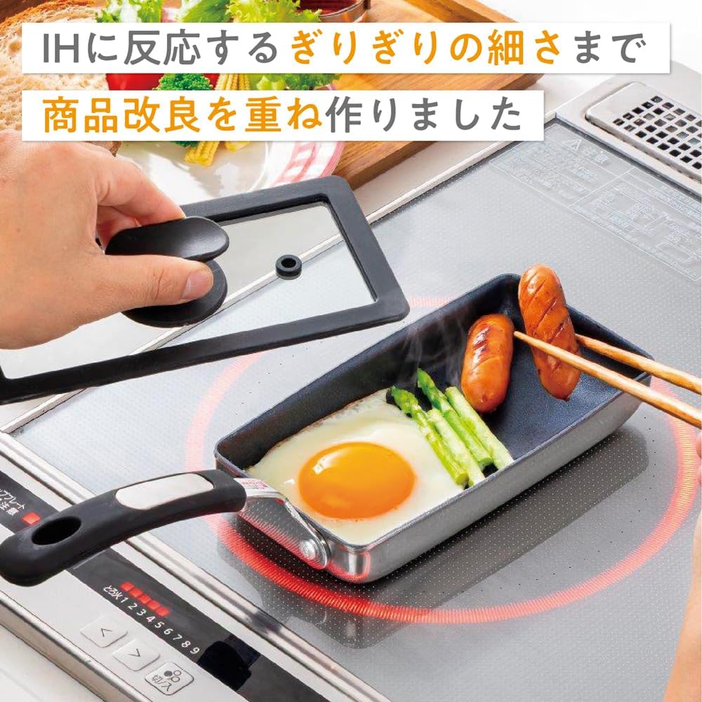 Taniguchi Metal Egg Grilled Egg, 3.5 x 7.1 inches (9 x 18 cm), Induction Compatible, Smooth Slim Strips 2