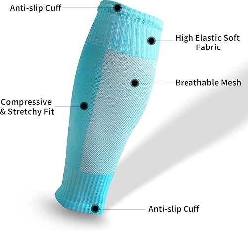 Miniatura 5 de Mangas de pierna de fútbol, mangas de compresión transpirables para pantorrillas, mangas de pierna para hombres y mujeres, fútbol, correr, ciclismo