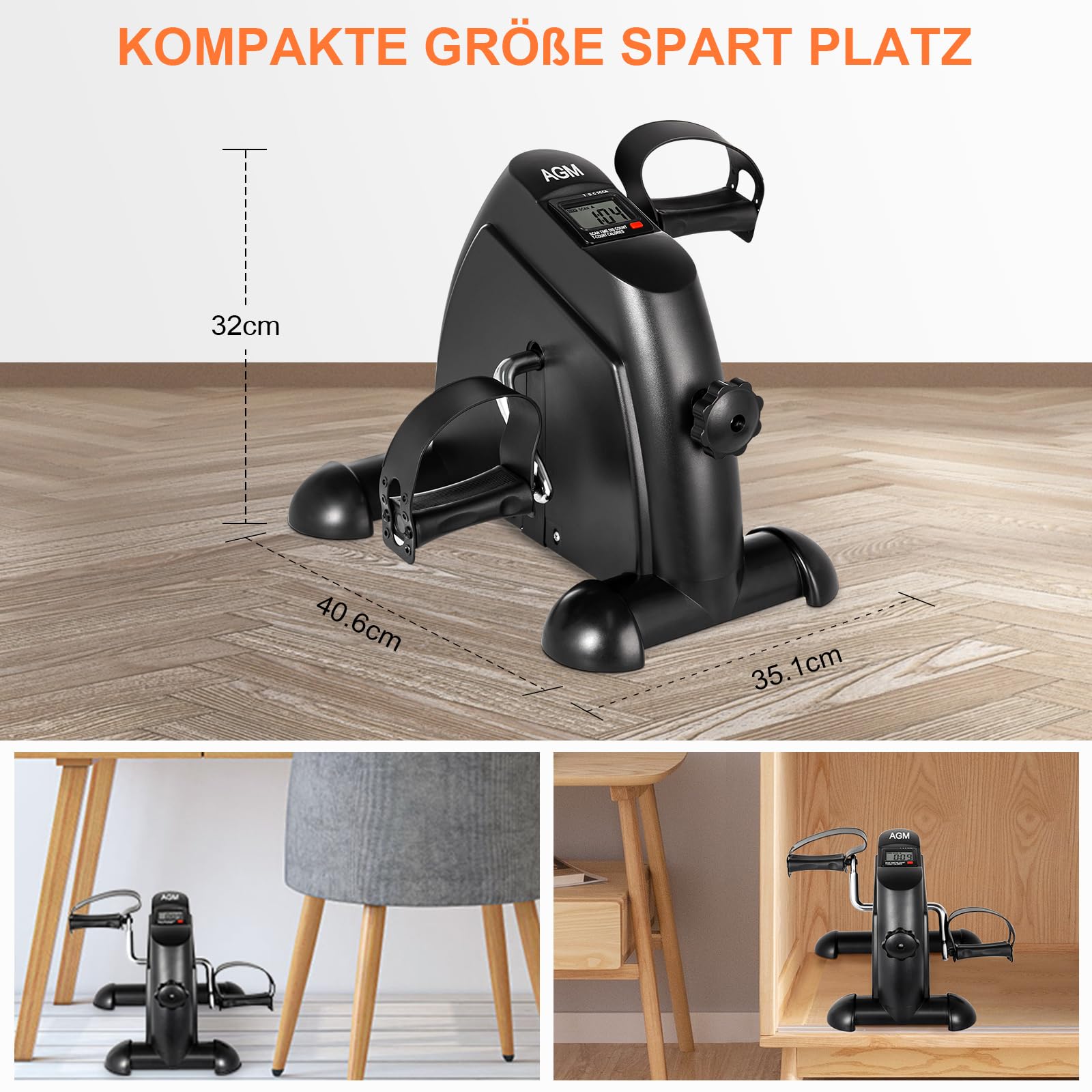 AGM Mini Fitnessbike für zuhause, Arm und Beintrainer Heimtrainer, Sportgerät Mini Bike, Hometrainer Mini Fahrrad Bewegungstrainer Fitnessgerät für Zuhause Büro