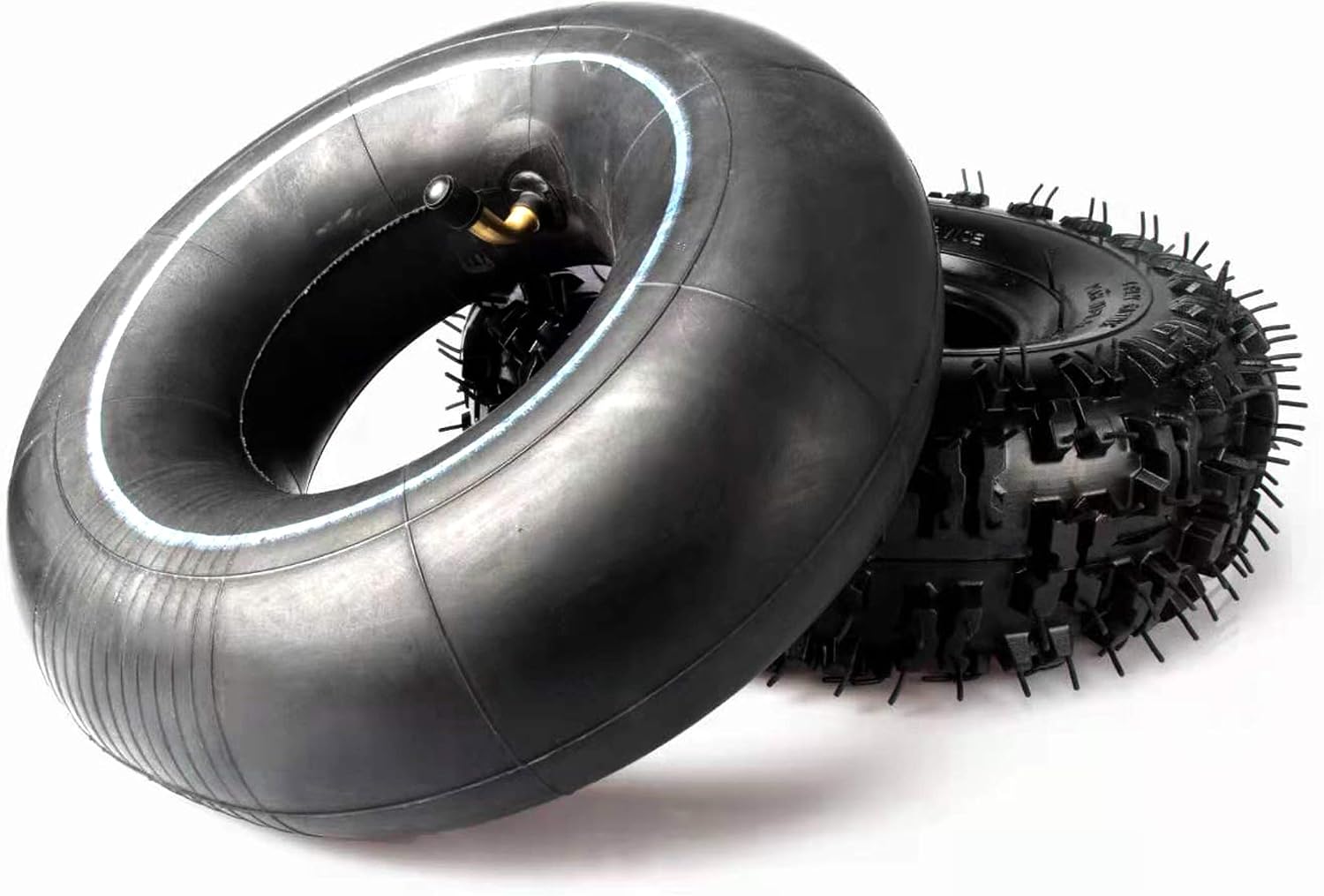 (2 Pack) AR-PRO 10" Off-Raod Replacement All-Purpose Utility Tire and Tube - 4.10/3.50-4" Pneumatic Tires 10" Inner Tubes with TR-87 Bent Valve Stem forATV, Hand Trucks, and More