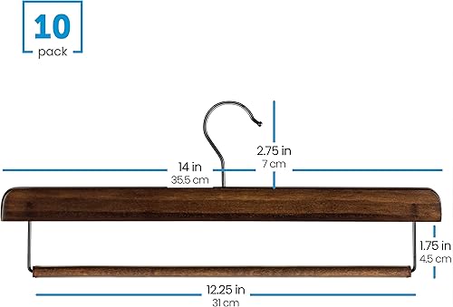 Miniatura 7 de Perchas de madera para pantalones, perchas delgadas y elegantes que ahorran espacio, (Vintage, 10)