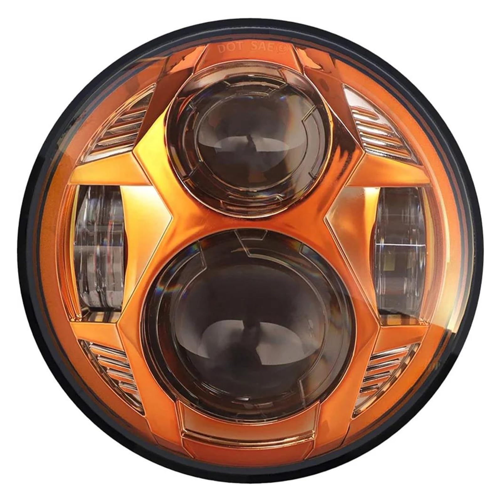 Phare LED 5,75 pouces moto antibrouillard orange pour Sportster et Dyna XL 883C