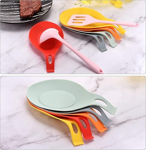 Miniatura 5 de uxcell Soporte de cuchara de silicona, 7.68 x 3.74 pulgadas, resistente al calor, soporte para utensilios de cocina, espátula y cucharón para