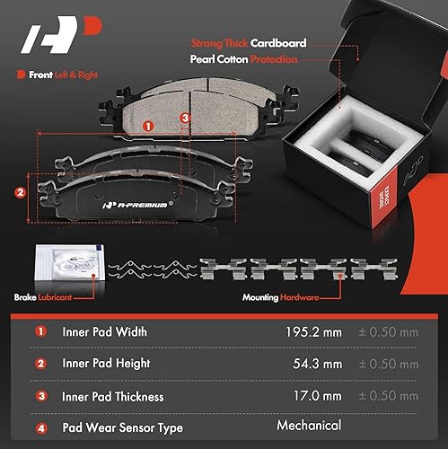 Miniatura 5 de A-Premium Kit de rotores de freno de disco sólido delanteros y traseros + pastillas de cerámica compatible con modelos seleccionados de Ford y