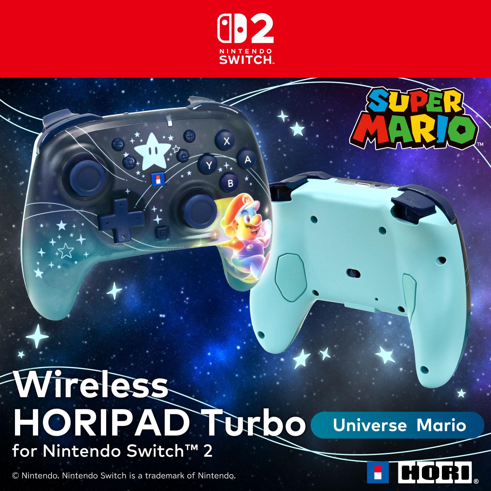 Hori - Mando inalámbrico HORIPAD Turbo (Universe Mario) Nintendo Switch 2 - Licencia oficial