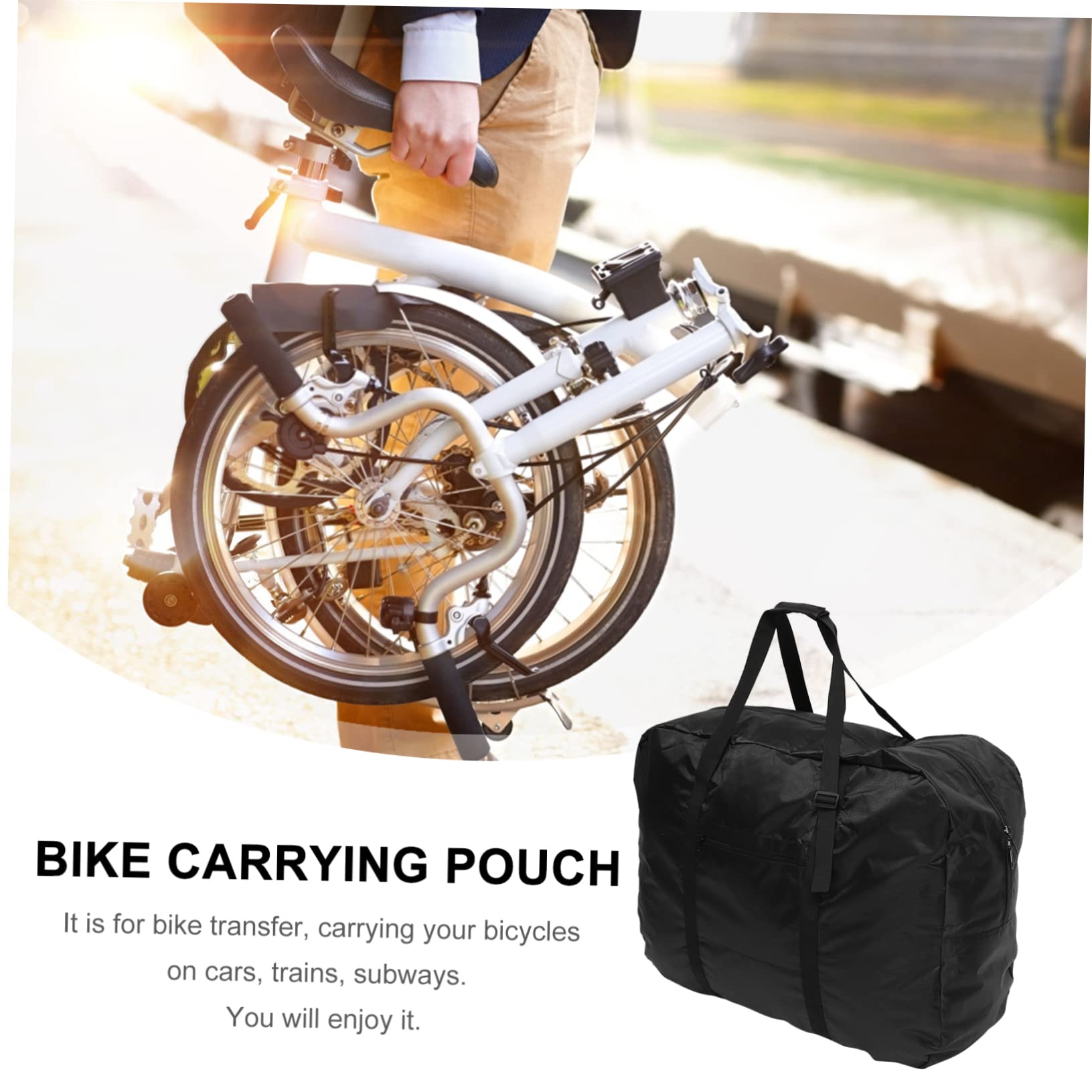 TOYANDONA Borsa Trasporto Bici Pieghevole Nera in Nailon, Grande capacità