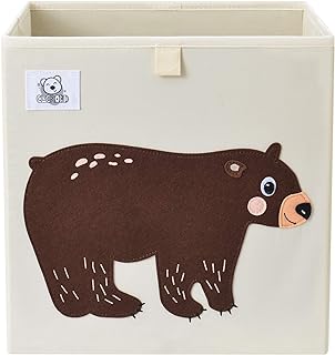 CLCROBD Foldable Animal Cube Storage Bins Fabric Toy Box/Chest/Organizer for Toddler/Kids Nursery, Playroom, 13 inch (Bear)