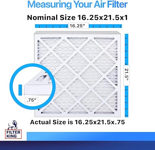 Miniatura 2 de Filter King Filtro de aire de 16.25 x 21.5 x 1  Paquete de 4  Filtros plisados MERV 8 HVAC para horno AC  Fabricado en Estados Unidos  Tamaño real