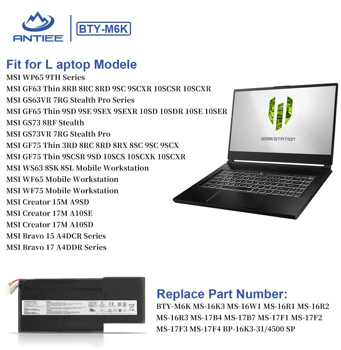 BTY-M6K Laptop Battery Replacement For Stealth Pro 7RG 7RG-005