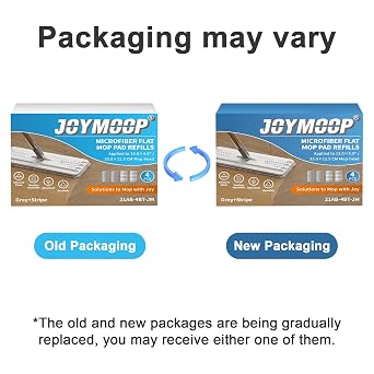 JOYMOOP Flat Mop Pads, Microfiber Mop Cleaning Pads, Washable Pads, Pads Replacement for JOYMOOP Flat Mop or Mop Bucket Set, Pack of 4 Refills 13inch - Grey and Stripe