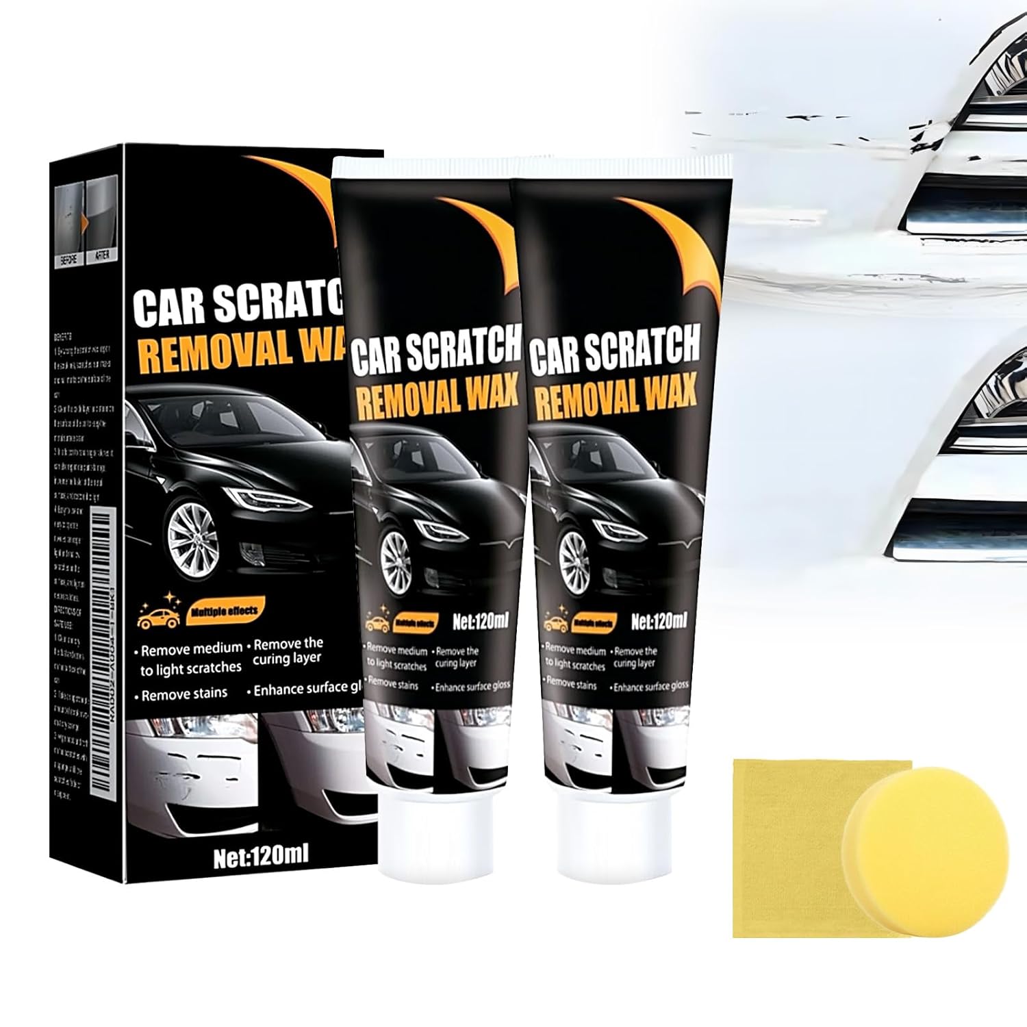 2026 New Scratch Remover for Vehicles, Car Scratch Repair Paste, Car Scratch Remover for Deep Scratches, Cars Polishing Wax Scratchs Remover Car Paint Scratch Repair Kit with Wipe and Sponge (2)