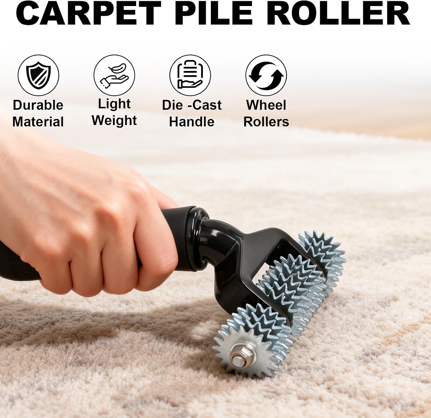 Carpet Repair Kit with 5-Inch Carpet Roller & 16.4ft Double-Sided Seam Tape | DIY Carpet Patch Repair Kit for Home, Office