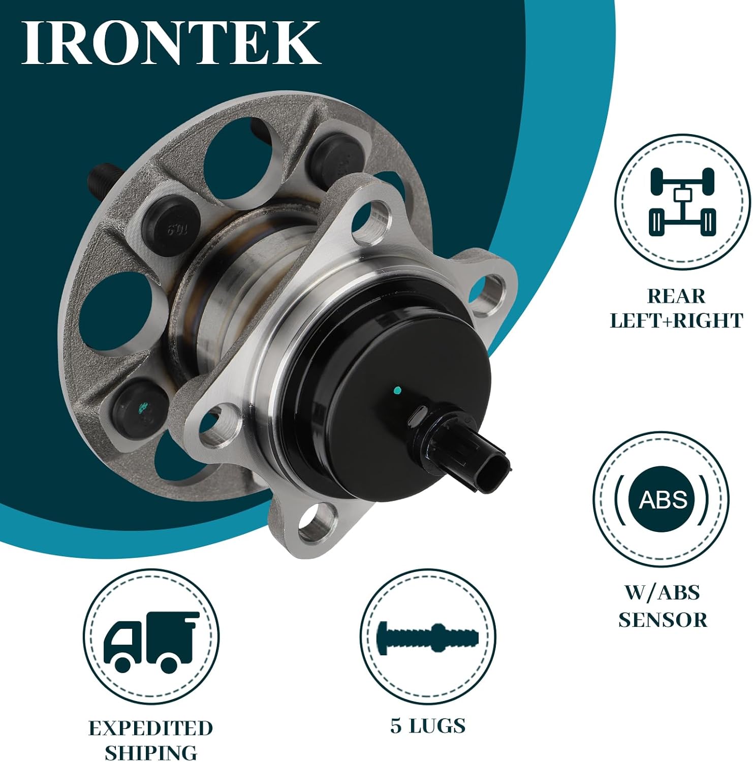 IRONTEK Rear Wheel Hub and Bearing Assembly for Toyota Prius 2010-2015, for Toyota Prius Plug-in 2012-2015 (Not Fit Toyota Prius C and Prius V) 5Lugs w/ABS 1PCS 512505 - Image 2