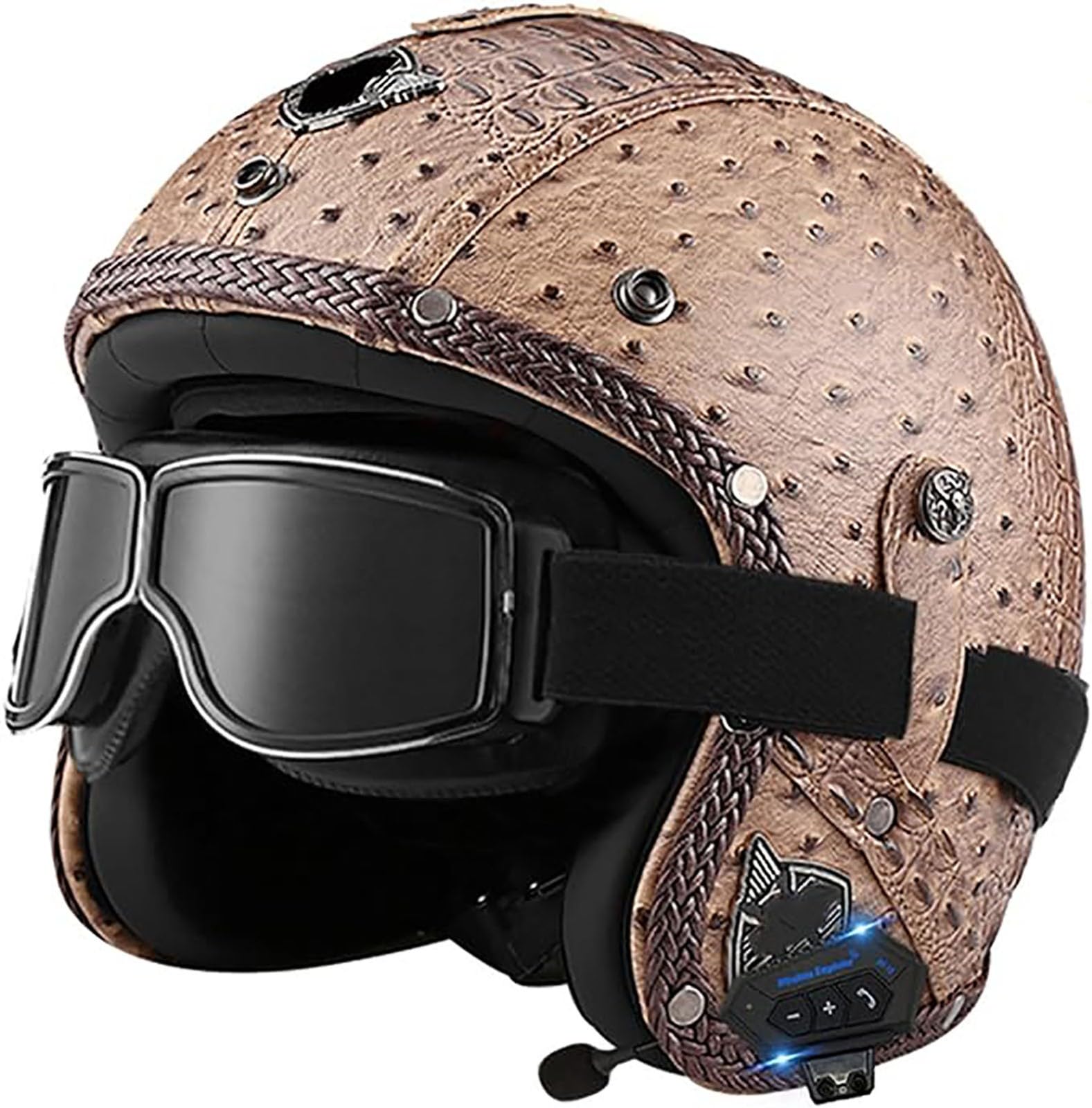 Casco Mezzo Bluetooth Vintage Casco Jet Omologato ECE Con Visiera Casco Mezzo Viso Aperto Uomo Donna Caschi Cromwell Classico Caschi Demi-Jet Per Soddisfare La Sicurezza Stradale