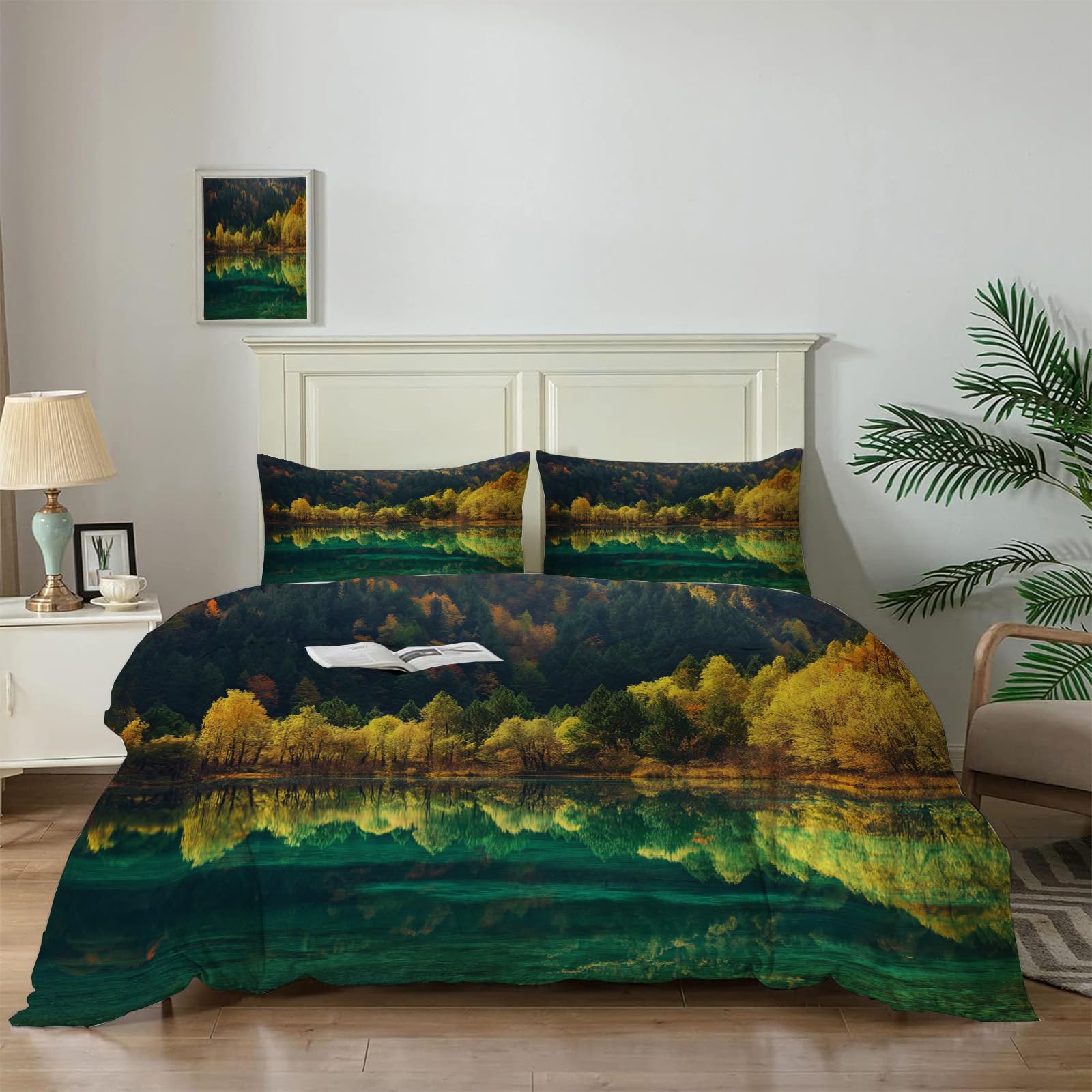 Housse de couette 140x200 Lac Vert avec taie 65x65 pour lit enfant 1 personne