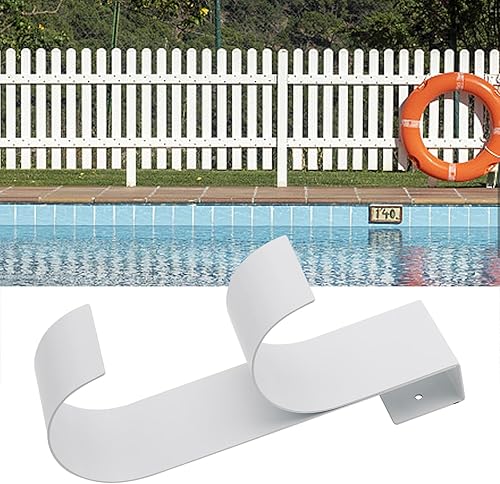 Miniatura 7 de 2 ganchos blancos para valla de piscina para equipos de piscina, ganchos de valla resistentes para barandillas de 34 a 1-14 pulgadas para postes de