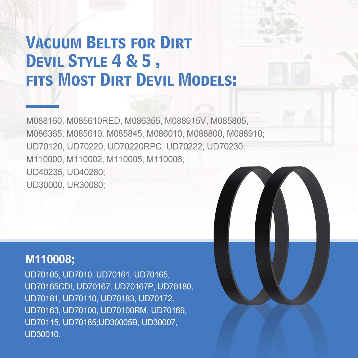 LANMU Vacuum Belts for Dirt Devil Style 4/5 Featherlite Powerlite Swivel Glide Power Max Pet Upright Vacuum Cleaners, Replacement Part Number 3720310001 (2 Pack)