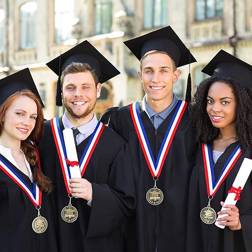 Miniatura 7 de Bucherry Medallón de graduación de metal con banda para el cuello, Medalla de premio de graduación de salutatoriano para regalos para niños