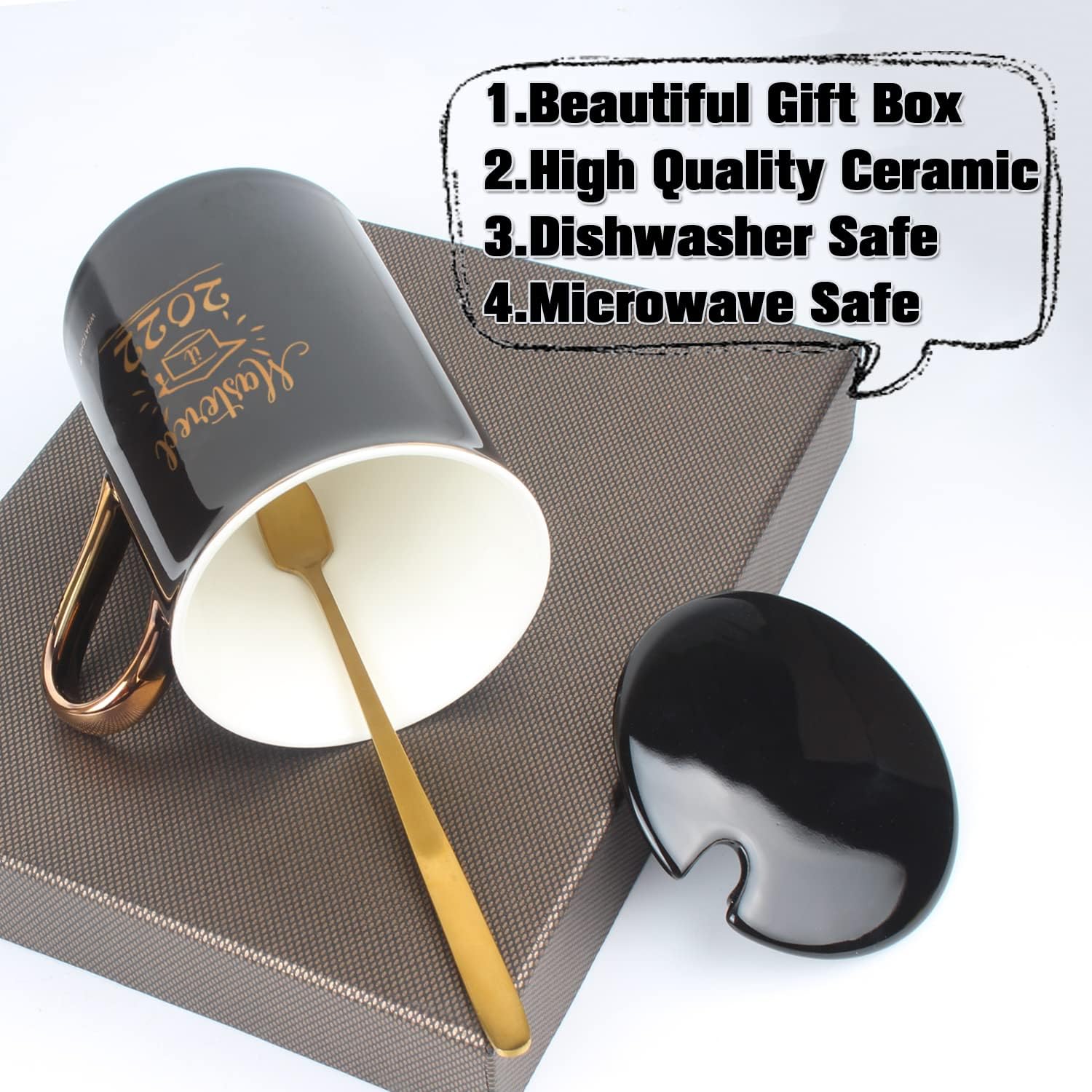 Hоttеѕt Sаlеѕ WHATCHA Mastered it 2022 Black Gold Funny Coffee Mugs Graduation Gifts for Masters College Graduates Ceramic Novelty Tea Cups 11oz