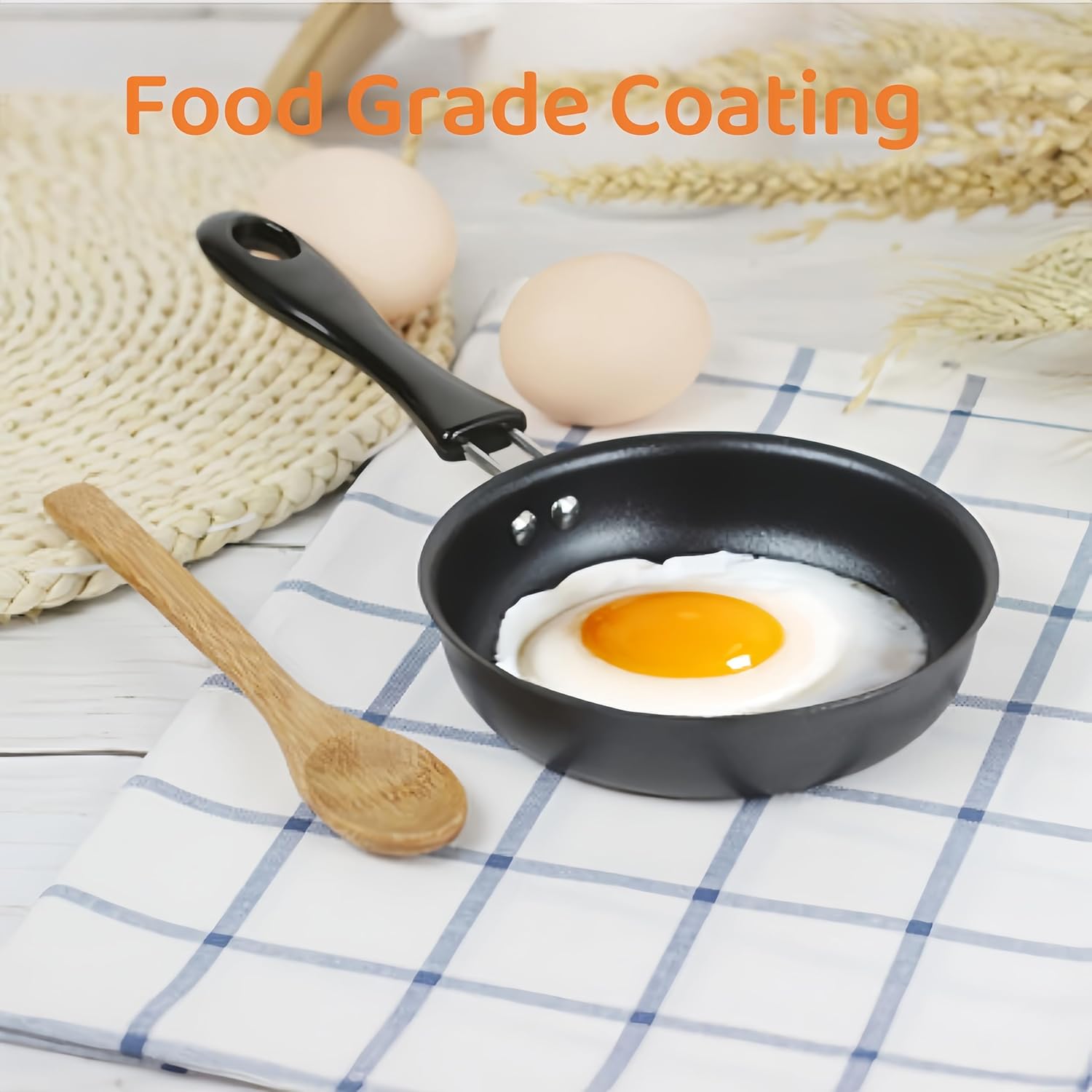 4.72 Inch Mini Nonstick Iron Skillet,Tiny Frying Pan Improve for Single Eggs Pancakes More Induction Compatible Space Saving Design - Image 3