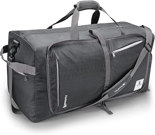 100L Foldable Duffle Bag for Traveling, Large Duffel Bag with Shoes Compartment, Water Resistant Travel Duffle Bag for Women Men, Packable Weekender Bag/Overnight Bag, Dark Gray