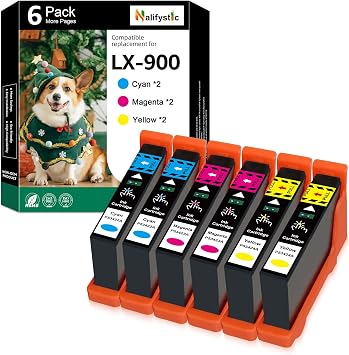 Compatible LX900 Ink Cartridge for Primera 53422 53423 53424 Ink Color Replacement for Primera LX900 Color Label Printers, 6 Pack Ink Cartridges CMY