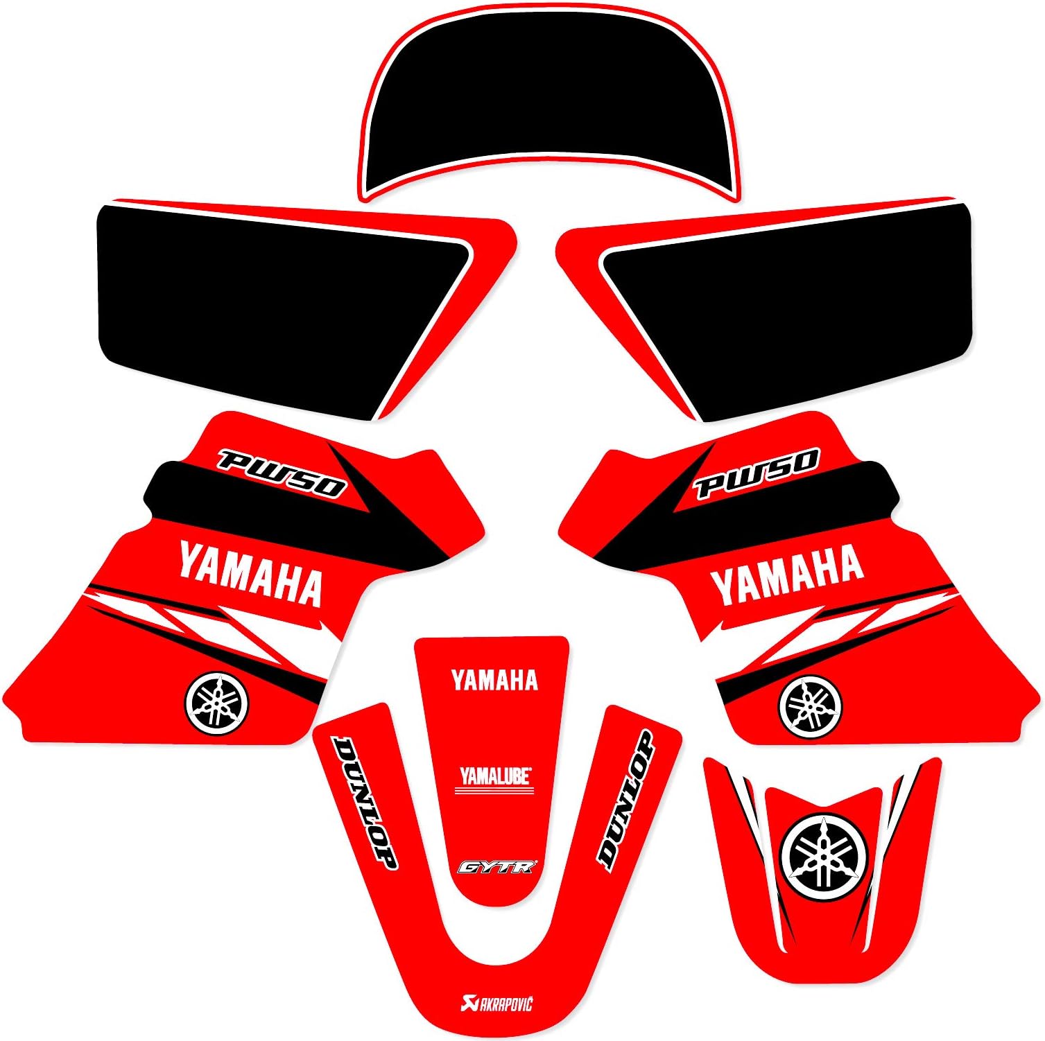 Enjoy Mfg Graphics - Compatible Fit for Yamaha PW 50 PW50 Graphics KIT Decals Deco Fits Years 1990-2018 Enjoy Mfg (RED)