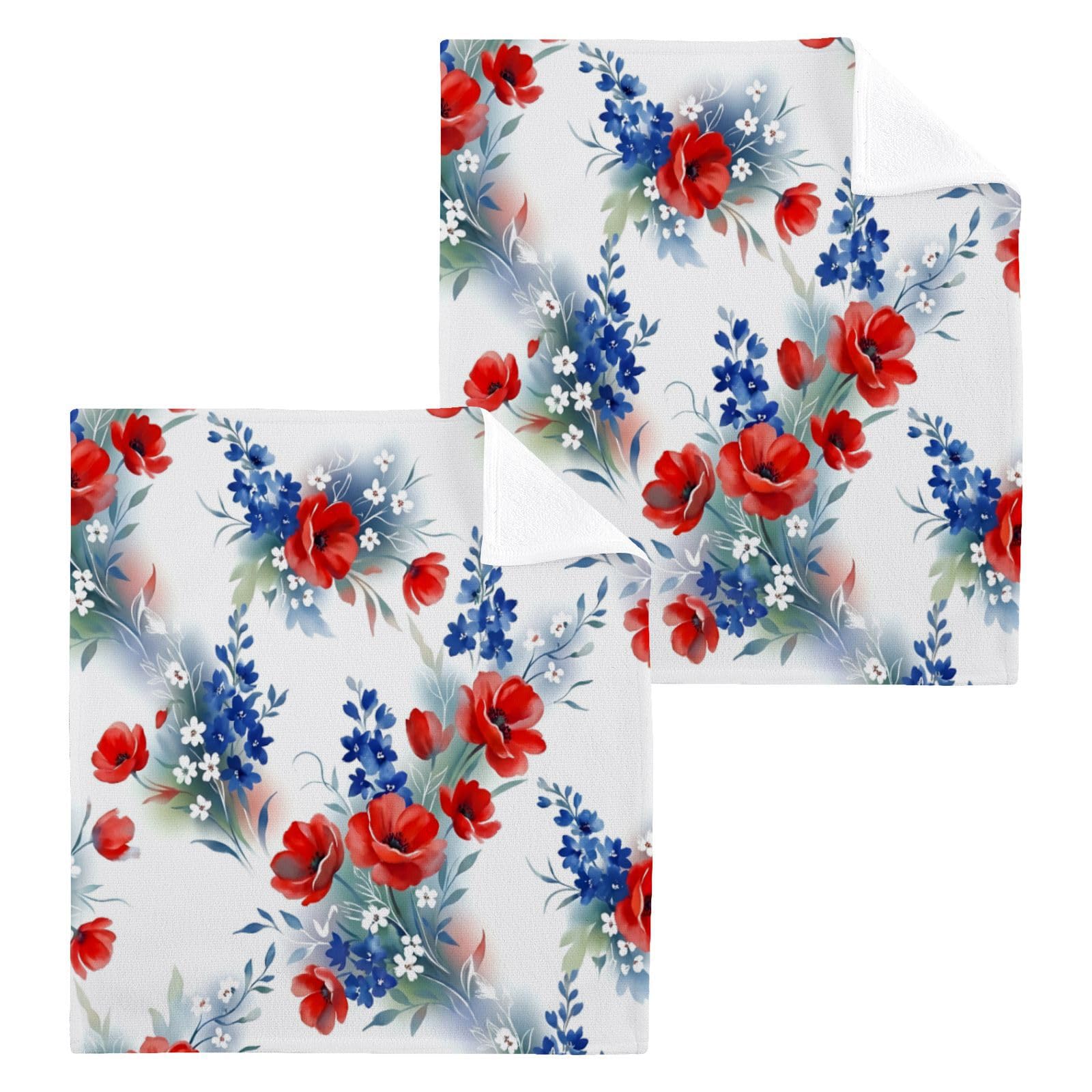 BOESI Floral Pattern 12x12in Cotton Washcloth,Face Towel